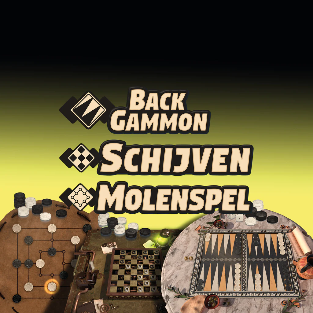 3in1 Spelcollectie: Backgammon + Dammen + Molenspel